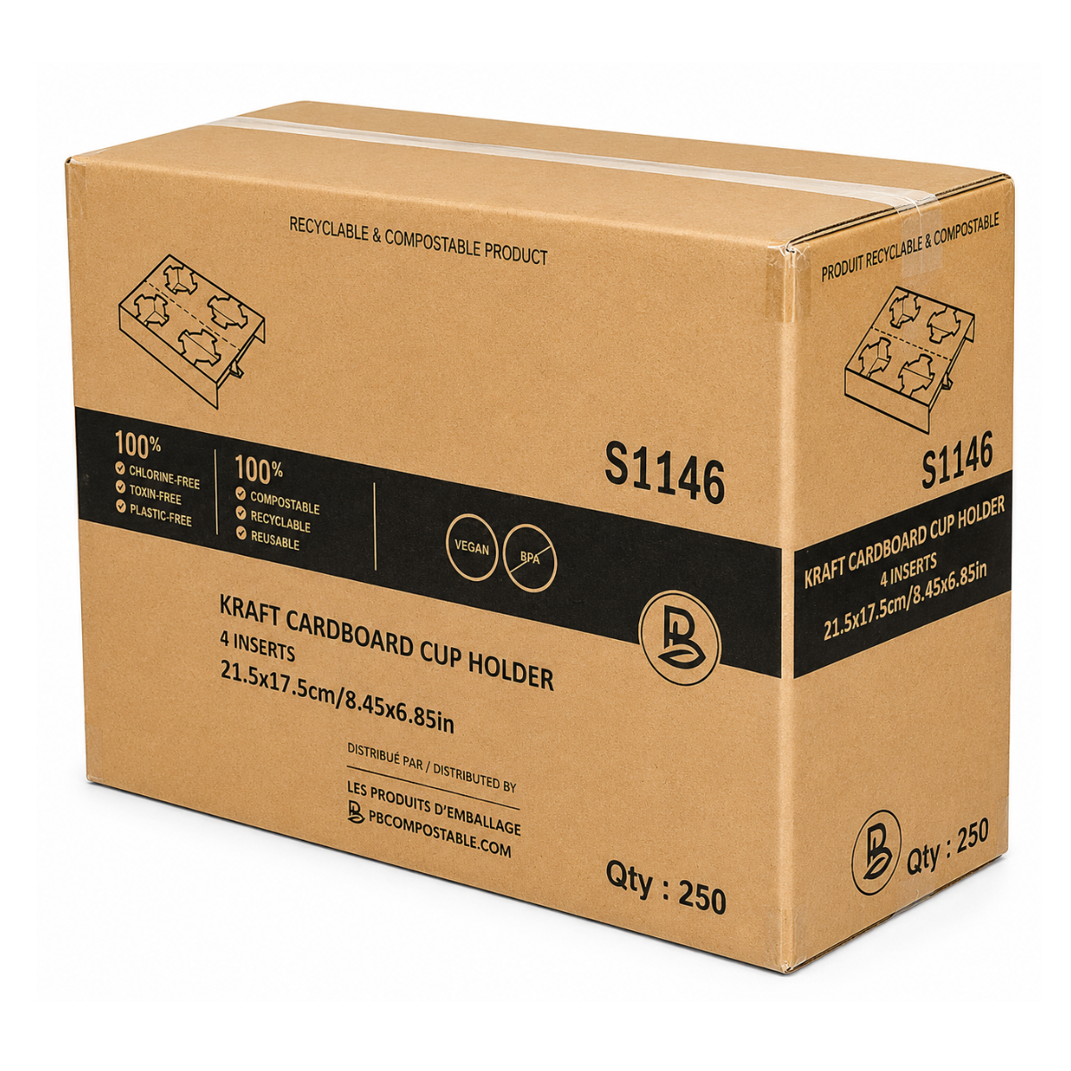 Porte-gobelet en carton quadruple - 250/caisse