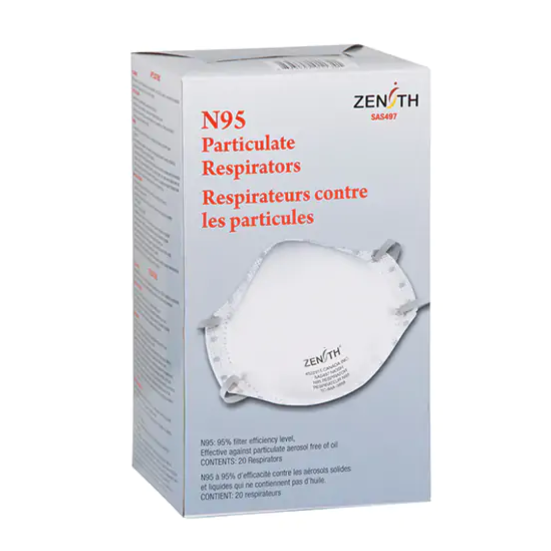 Respirateur contre les particules N95 NIOSH, Moyen/grand 20/bte