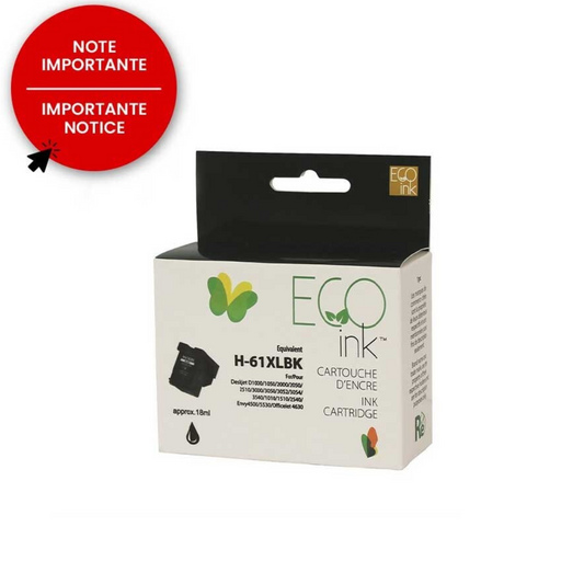 HP No. 61XL CH563WN Reman Noir EcoInk