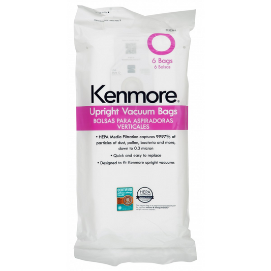 Sac HEPA Pour Aspirateur Vertical Kenmore - Type O - Paquet De 6 Sacs
