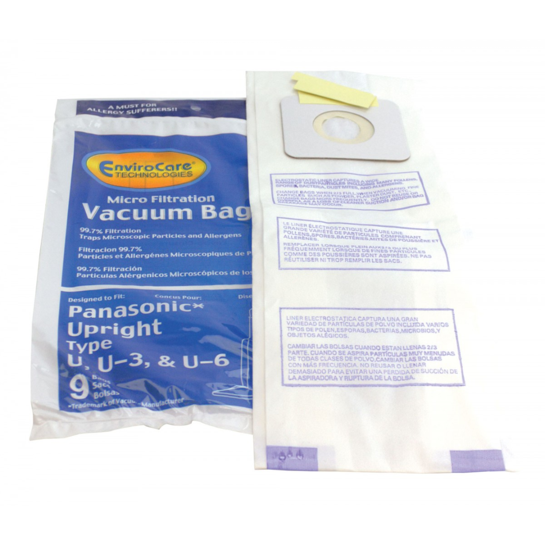 Sac microfiltre pour aspirateur Panasonic type U - paquet de 9 sacs