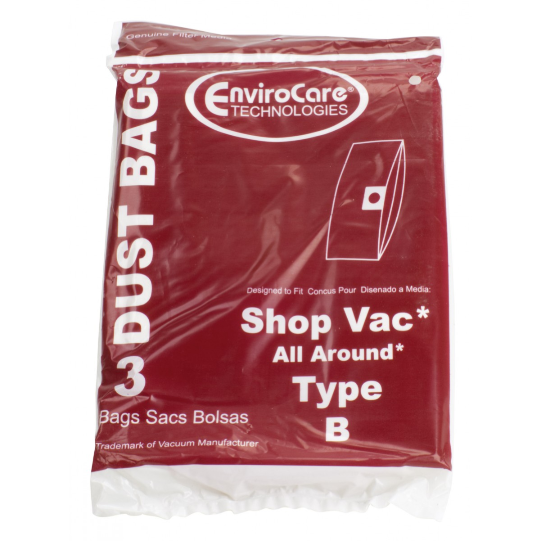 Sac en papier pour aspirateur Shop Vac style B avec capacité du réservoir de 7,7 L (1,7 gallons) - paquet de 3 sacs