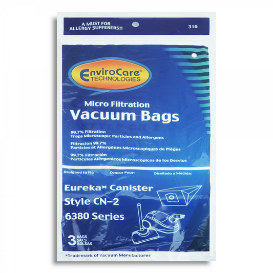 Sac microfiltre pour aspirateur Eureka style CN-2 série 6380 - paquet de 3 sacs