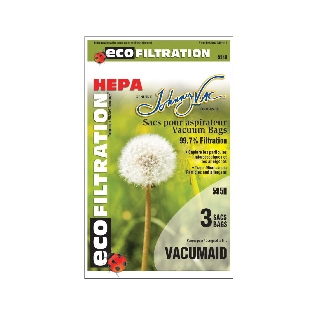 Sac microfiltre HEPA pour aspirateur Vacumaid - paquet de 3 sacs