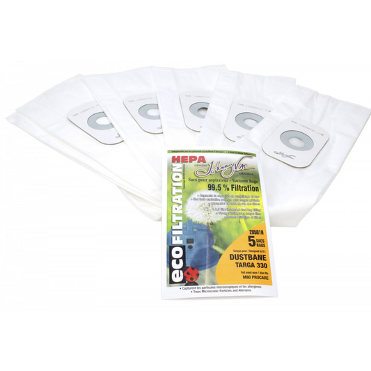Sac microfiltre HEPA pour aspirateur Dustbane Targa 330 et M80 Procare - paquet de 5 sacs