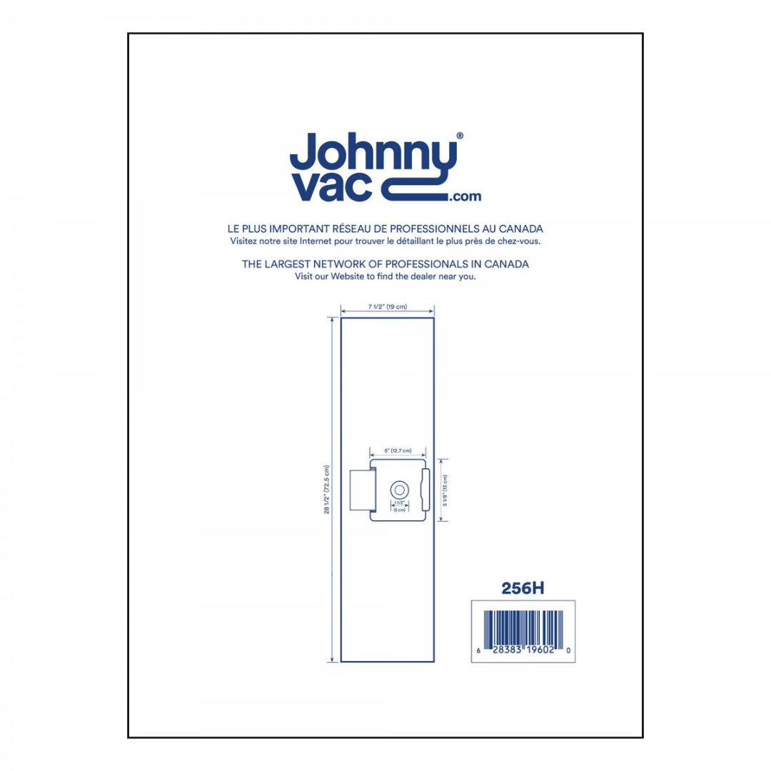 Sac microfiltre HEPA pour aspirateur Johnny Vac AS6, Ghibli AS6 - paquet de 5 sacs