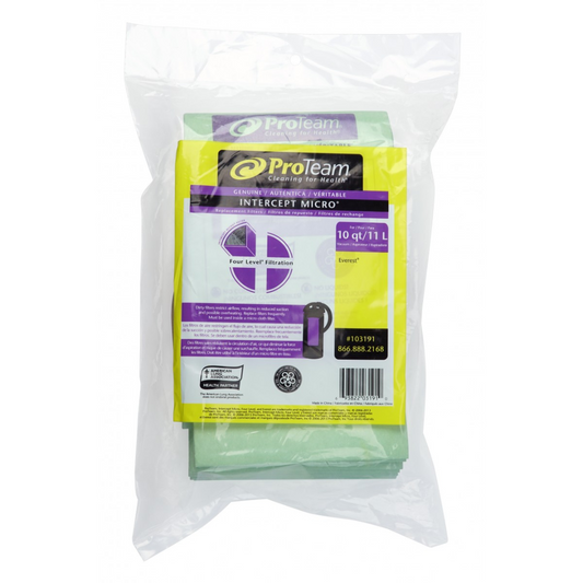 Sacs en papier pour aspirateur Proteam 11 L (10 pintes) Everest - paquet de 10 sacs - # 103191
