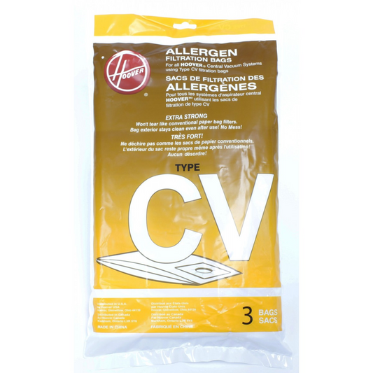 Sac synthétique pour aspirateur central Hoover type CV - paquet de 3 sacs