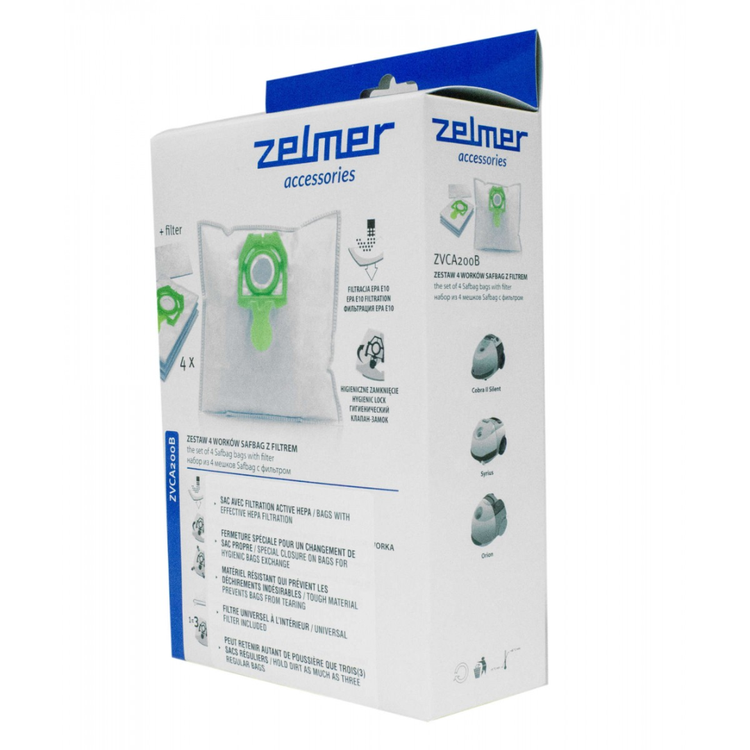 Sac HEPA pour aspirateur chariot Zelmer VC1500 et VC2500 - paquet de 4 sacs + 1 filtre