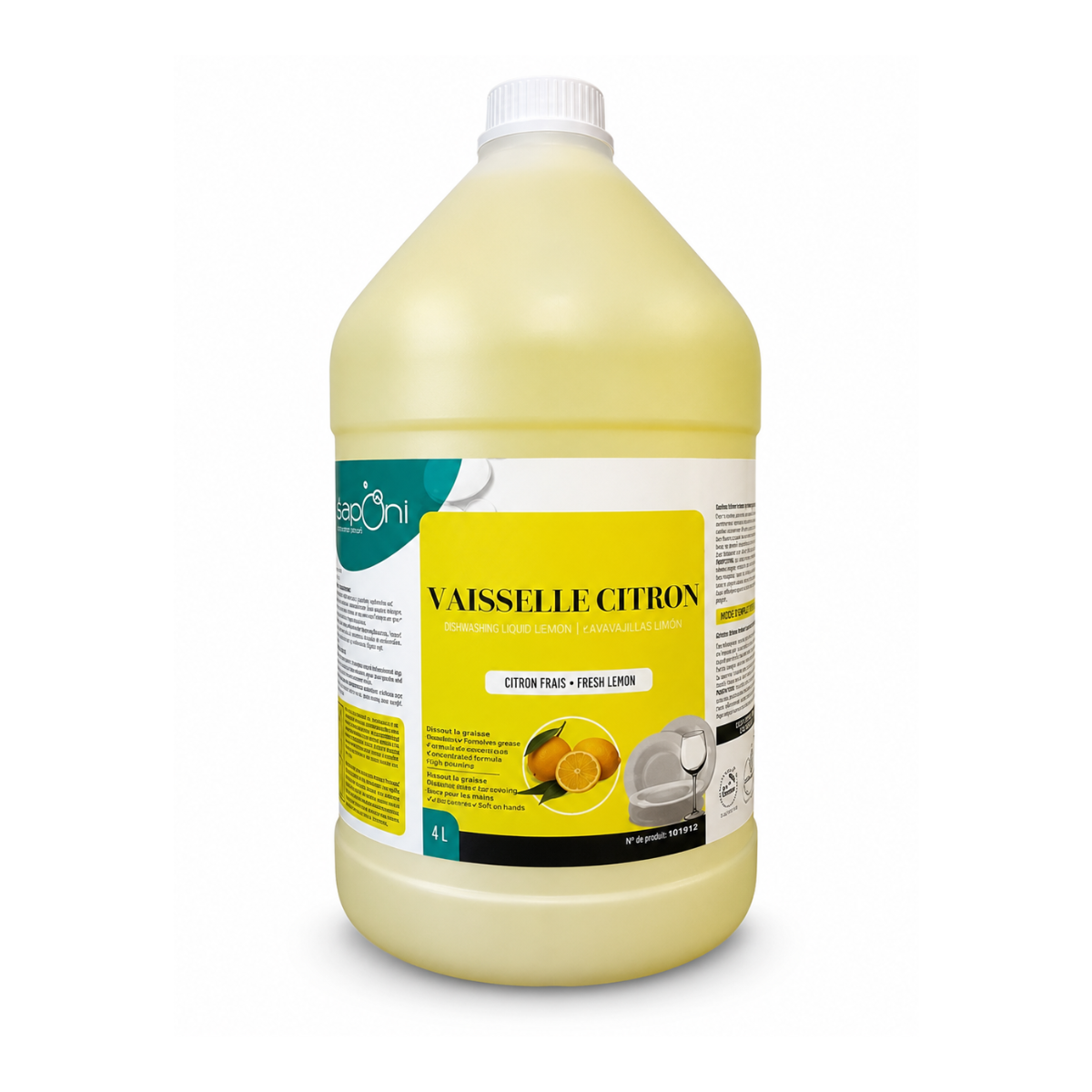 Saponi Savon à vaisselle jaune parfum citron 4L