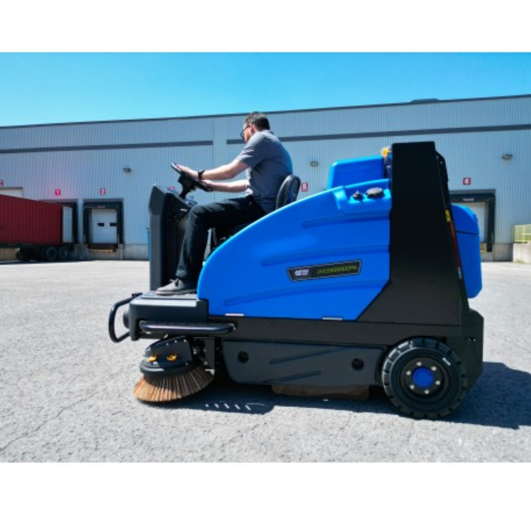 Balai motorisé industriel autoporté Johnny Vac - 59" (1498 mm) de surface de nettoyage - batterie et chargeur inclus