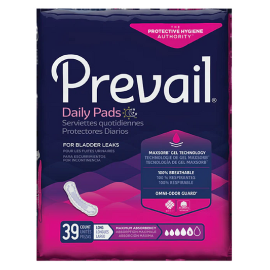 Coussinets de contrôle de la vessie Prevail (longs) - Maximum