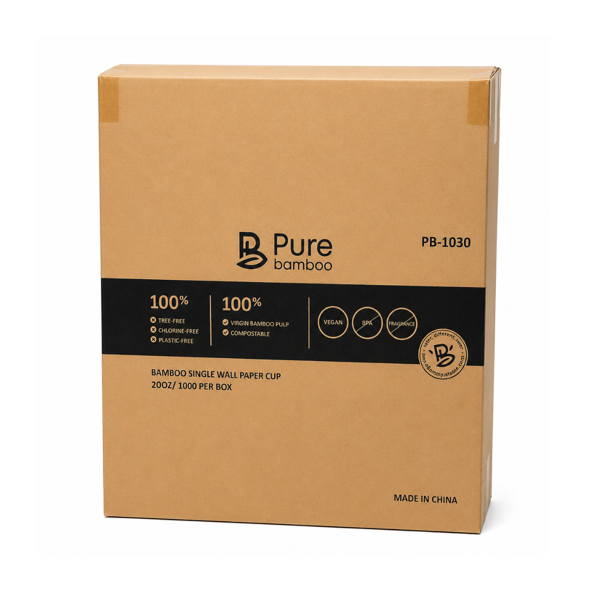 Verre chaud simple paroi 20oz Pure Bamboo - 1000 par caisse