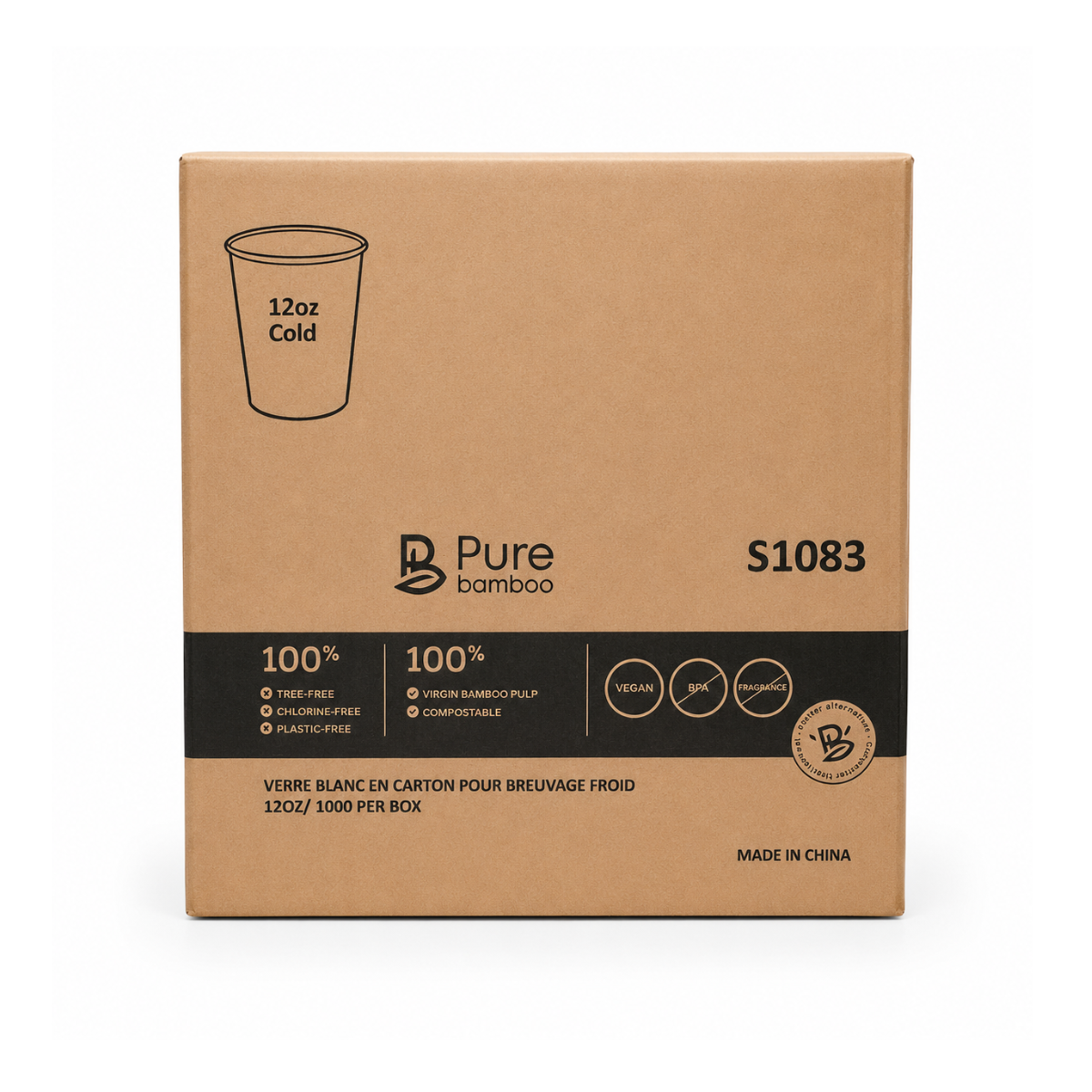 Verre en carton pour breuvage froid 12oz - 1000/Caisse