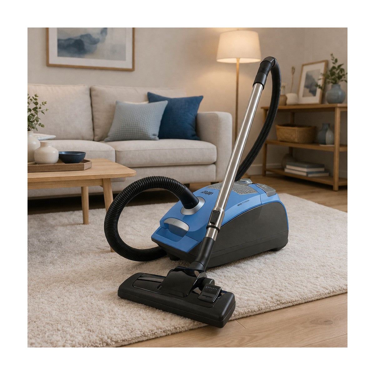 Aspirateur chariot - Johnny Vac Silenzio BLEU - filtration HEPA - sac HEPA - balai à air turbo Wessel-Werk - manchon télescopique - ensemble de brosses