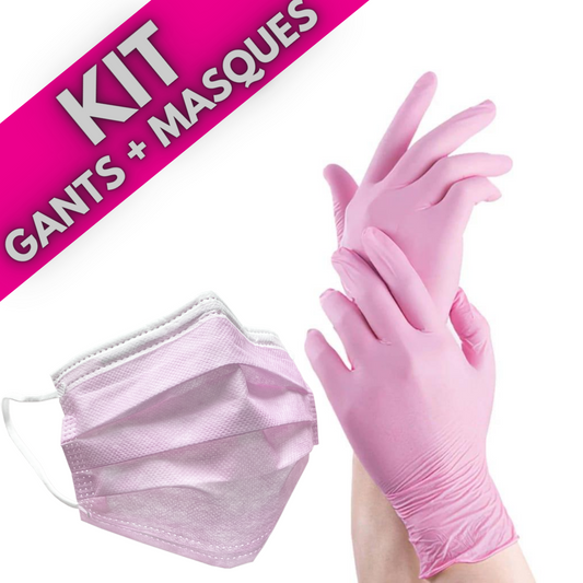Ensemble Masques et Gants en nitrile Rose
