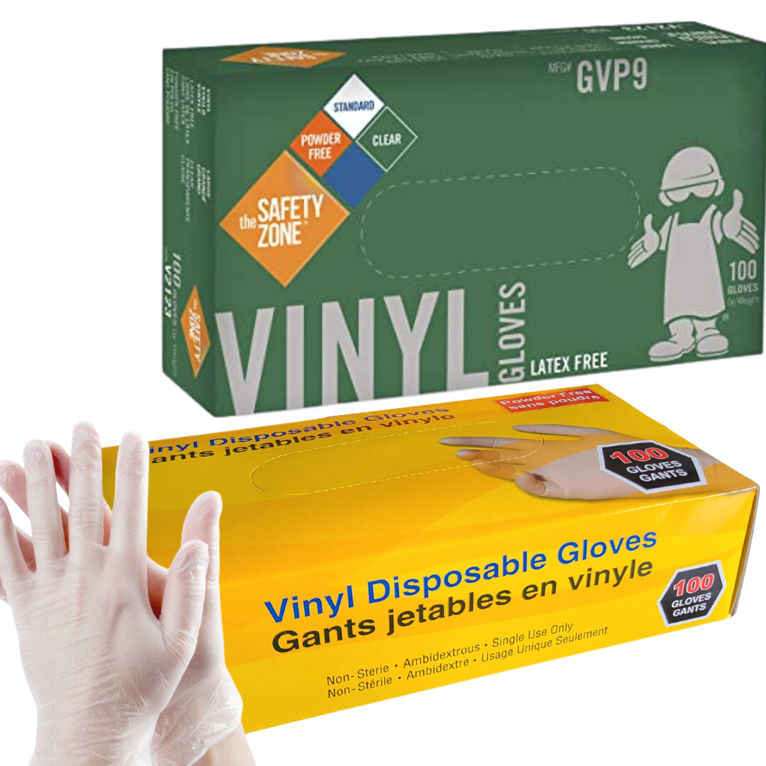 Paquet de gants en vinyl transparent- emballés au Québec - Colorantic