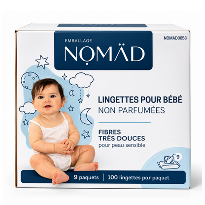Lingettes de bébé personnelles 9 paquets de 100/caisse