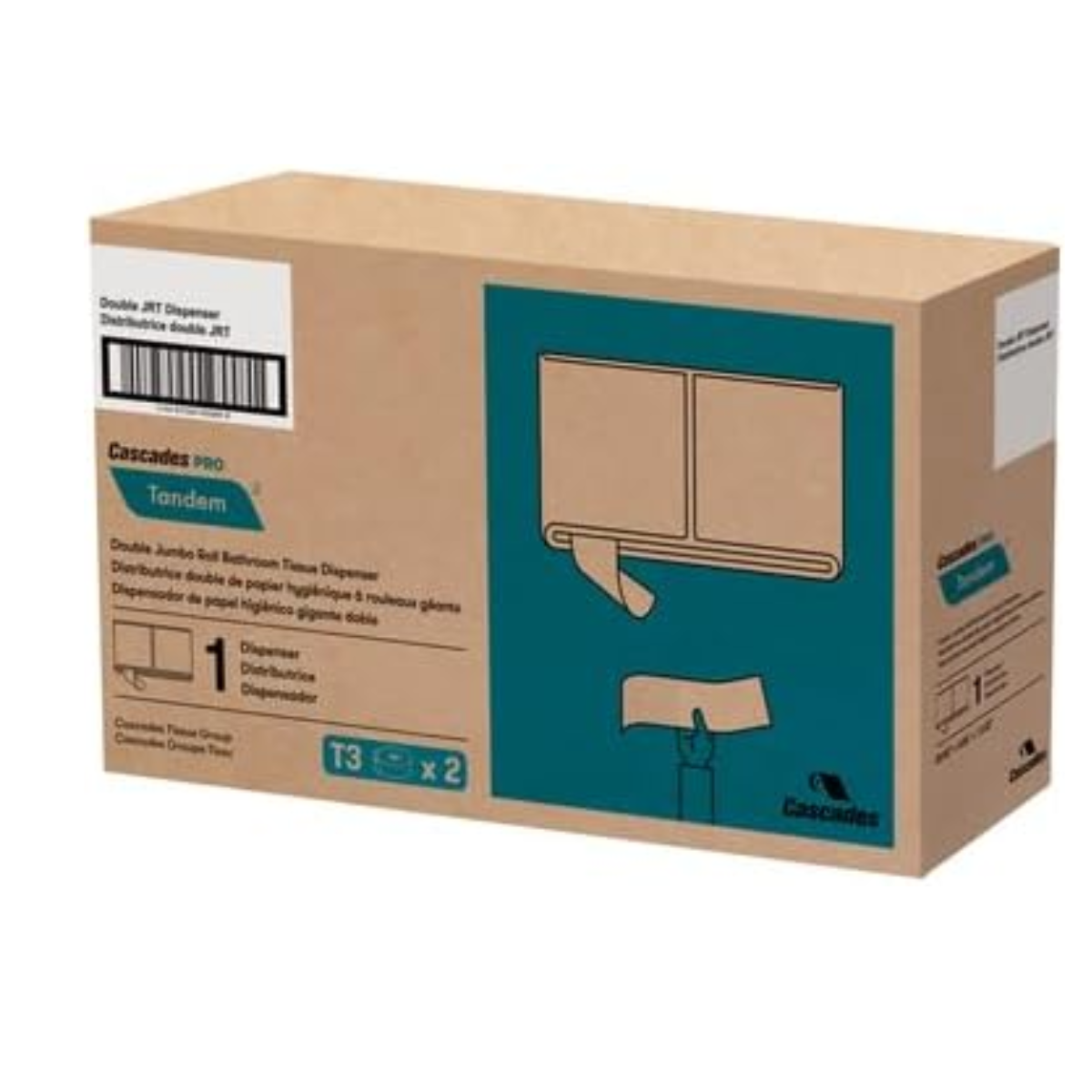 Distributrice Noir Double Pour Papier Hygiénique Jumbo JRT Cascades Pro
