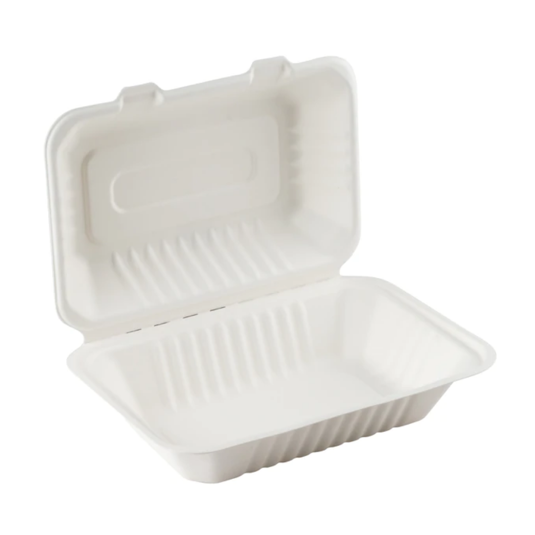 Contenant refermable en bagasse 9''x 6"